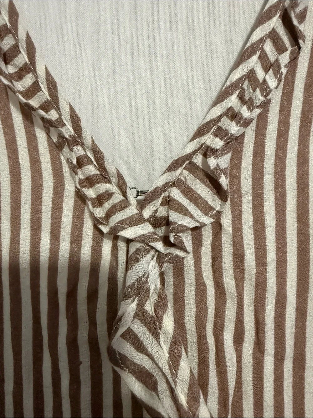 Altar'd State Brown & White Striped Ruffle Tiered Dress